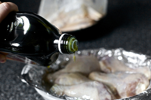 drizzled lightly with olive oil