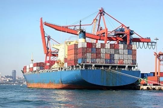 6674874-fully-loaded-blue-cargo-ship