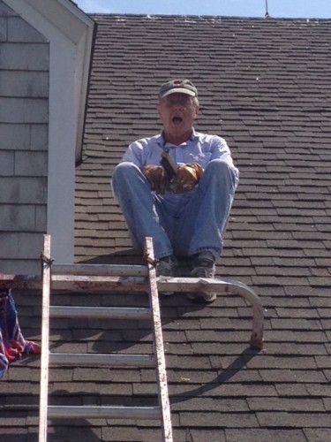 Dad on roof