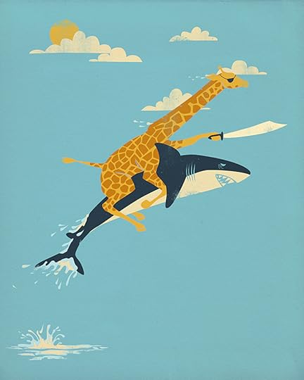 Imgurian pirate giraffe riding a shark