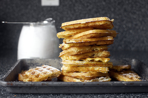 buttery yeasted waffle stack