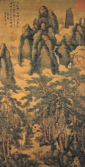 Tall Pine Trees and Five Deer by Dai Jin