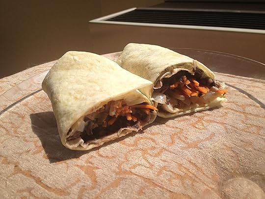 vegan carrot and black bean burrito