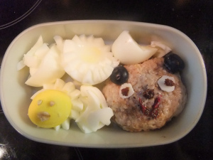 Yep, a bear. And even the sidekick egg yolk has personality.