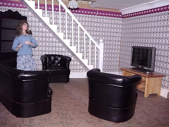 Dolls' house living room, with furniture to date