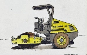 They're repaving a street near my house and I thought this small roller was unique.