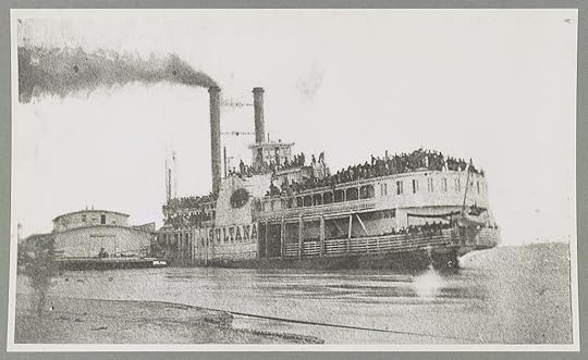 A photograph of the SS Sultana taken the day before she blew up. It is likely that Michael O'Gara is one of the men in this image (Library of Congress)