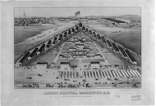 Lincoln Hospital as it appeared during the American Civil War. Corporal Patrick Scanlan died here, and William Duffie wrote from War 10 to inform Ann Scanlan of his last words (Library of Congress)