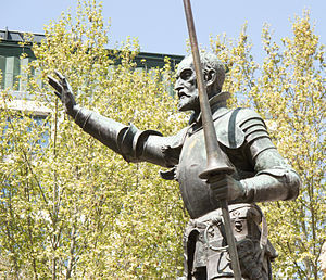 English: Don Quixote in the monument to Miguel...