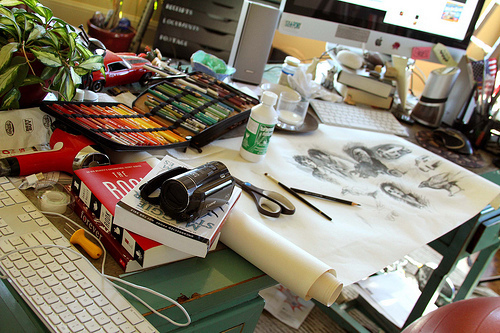 My desk is just . . .
