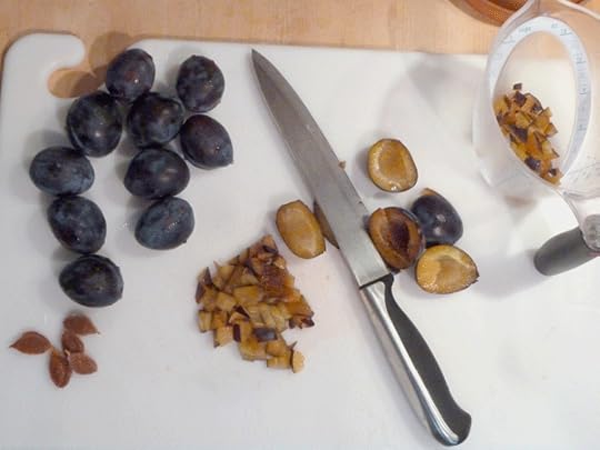 Grab a friend for the chopping - 3 lbs of plums gets a little boring!