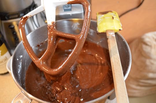 Rich cake batter loaded up with fresh bantam eggs
