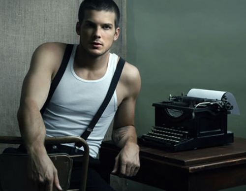 sexy man typewriter