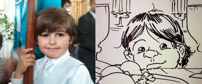 Small boy we discovered at Santo Antonio on the Day of Pentecost who resembles sketch of young Pedro Francisco