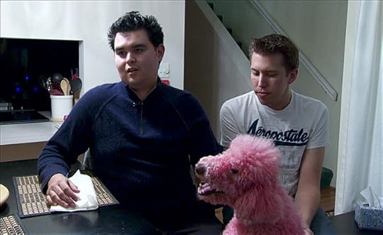 Gay Bashing victim David Beltier (l), partner Jeremy Mark (r), and their poodle Beauty.