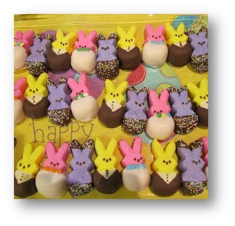 Briadal Shower Bride and Groom Edible Favors Chocolate Covered Easter Peeps Gown and Tuxedo