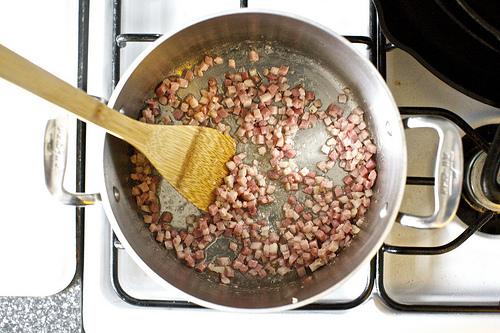 cooking, not crisping, the pancetta