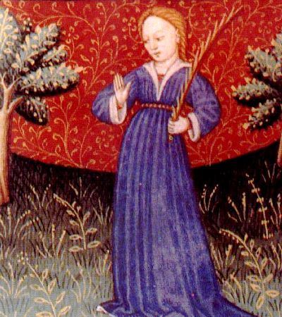 (Image of virgin-martyr taken from 15th century astrology handbook)