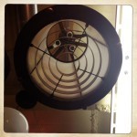 looking up into the belly of the lamp