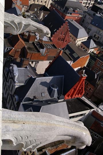 gargoyles, waterspouts, belfry, belfort, clock tower, Ghent, Gent, Belgium, gothic, medieval