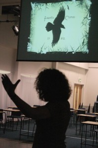 My silhouette along with that of a raven, my character Fausto Corvo's symbol. Photo by M Barbour.