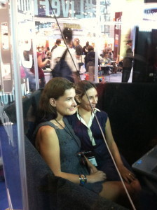 In the soundproof booth for my live Shindig interview with Mari Mancusi.