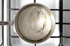 granulated sugar, starting to melt