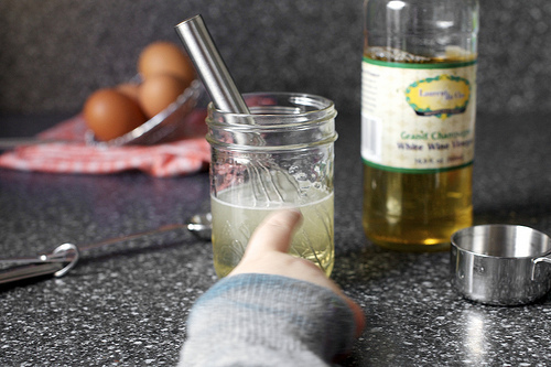 whisking the pickling liquid + helper