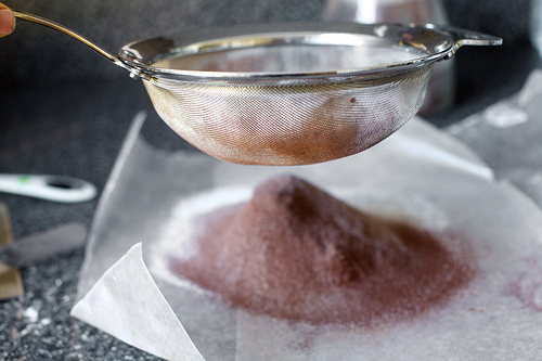 sift the dry ingredients (cocoa is lumpy!)