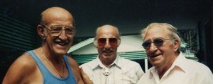Dad (Melvin Crum), James L. and Ben Crum Jr. at Setser reunion. 2000?