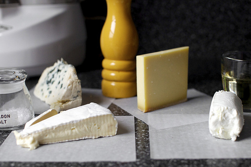 odds and ends of cheese, wine, yes