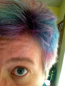 Picture of Cat with blue and pink hair