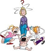 Mom_cartoon : Cartoon mother and children and Hi res raster files