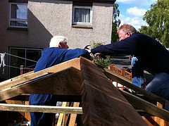 Grandpa and Dad doing the work