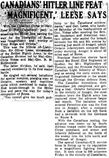 Canadians Hitler Line Feat 06 05 44