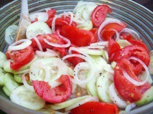 MARINATED CUCUMBERS ONIONS AND TOMATOES
