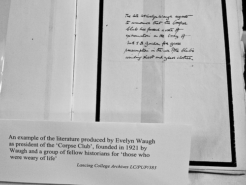 Example of literature produced by Evelyn Waugh @ Shoreham WordFest Evelyn Waugh evening at Lancing College on 27th September 2013