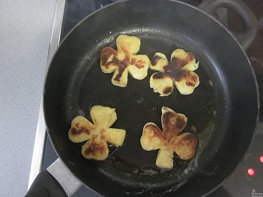 Shamrock griddle cakes - nearly done!