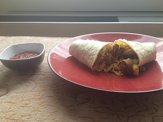 vegan sausage tofu burrito