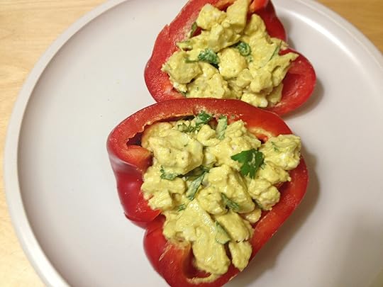 raw curry cauliflower peppers