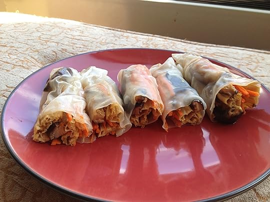 vegan yuba shiitake spring rolls