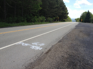 The Peter Guibert Trek resumed from this spot just east of Ligonier Township this morning.