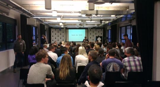 A picture from the back of the room at Google Campus London where the Tech for Good presentations were about to take place