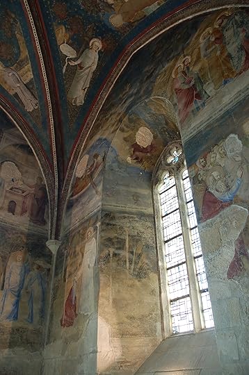 Saints and angels crowd Pope Clement VI's chapel in the Papal Palace at Avignon.