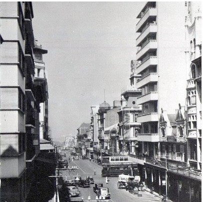 Polliack's Corner. Studio was on eighth floor of building with balconies to the right of the photo.