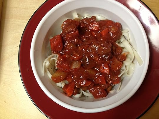 vegan pinto bean tomato sauce linguine