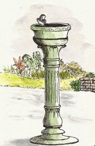 Cast metal fountain on Plains of Abraham. Pilot Prera, Platinum Carbon Black.