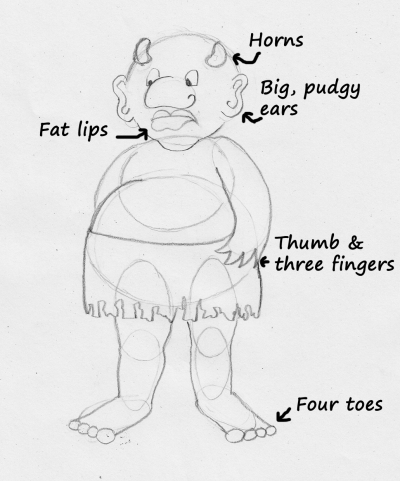 An example step in terrific troll drawing
