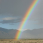 Yesterday's rainbow over the mountains near Rivera's home in Taos, NM