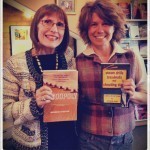 Food & Water Watch founder Wenonah Hauter and Rivera Sun swap books. Food & Water Watch is a national organization involved in preventing fracking, GMO's, and protecting clean water.